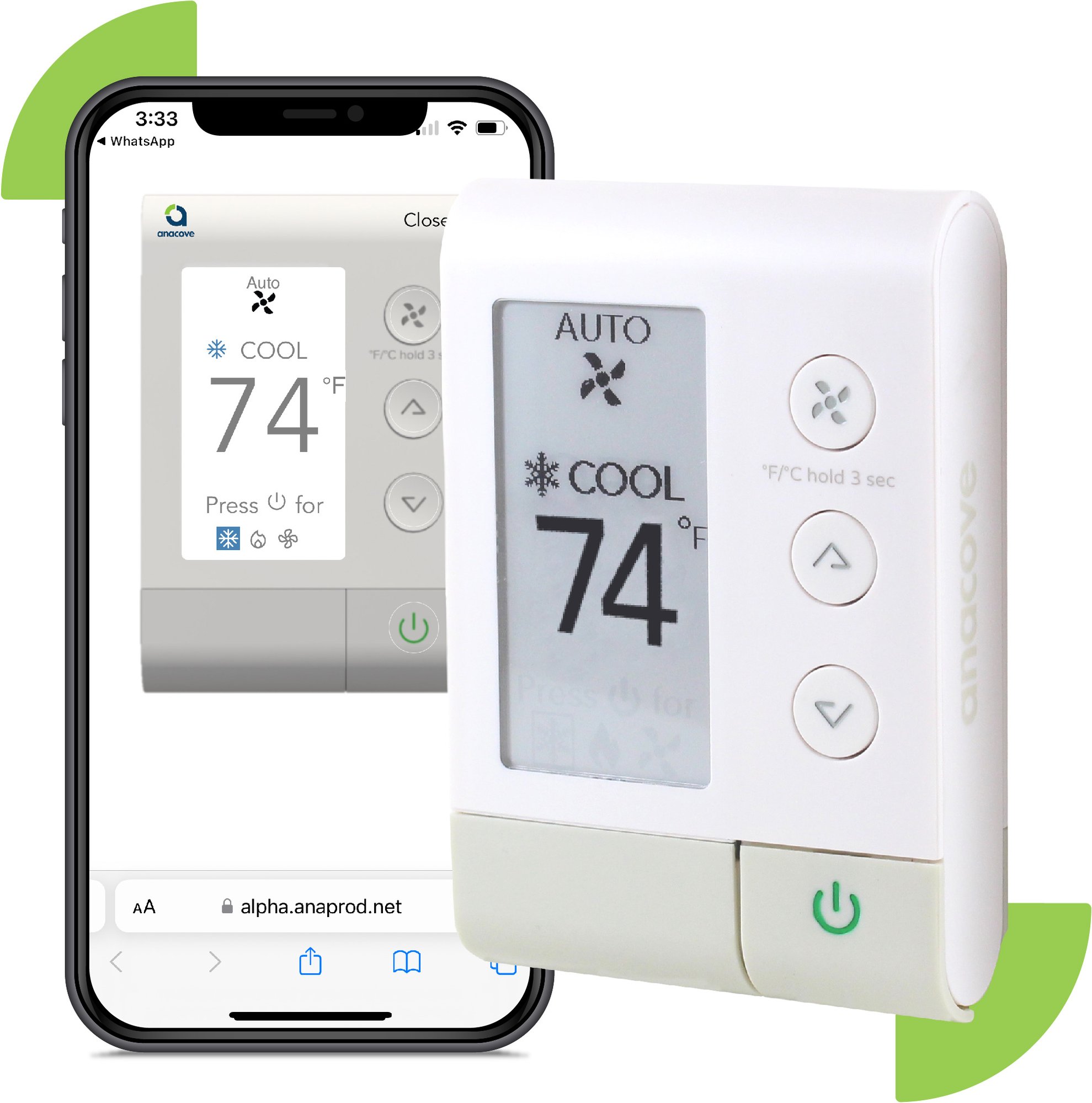 anacove thermostat and smartphone application